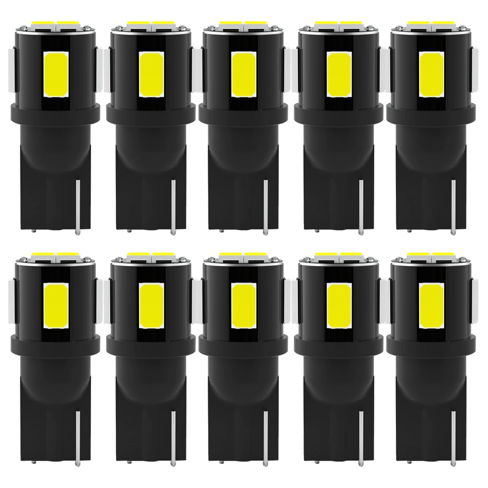 

10X T10 Led Canbus W5W Led Bulb Car Interior Light 10led 5630 6smd 194 168 Reading Dome Light Instrument Plate Lamp 6000K White