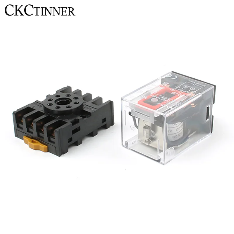 Intermediate relay MK2P-I MK2P small electromagnetic relay with socket base 8PIN PF083A DC12V DC24V AC110V AC220V