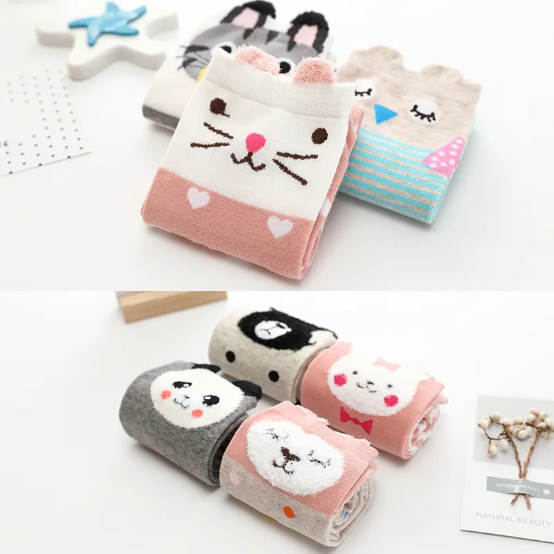 Girl Socks 3-12 Years Old Cotton Knee High Legwarmers Cute Animal Anime Kids Stocking Dance Todder Baby Hotsales