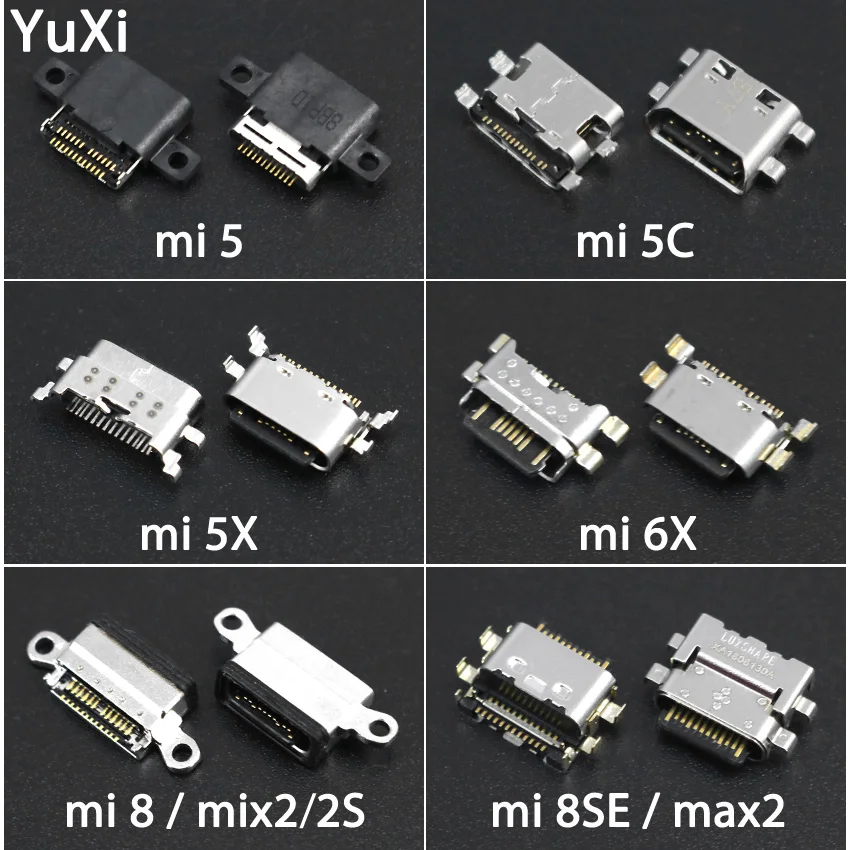 

YuXi 1PC Micro Type-C USB Jack Connector Charging Port Socket Female For Xiaomi 5 5S 5PLUS 5C 5X 6 6X 8 8SE Mix2 Mix2S Max2