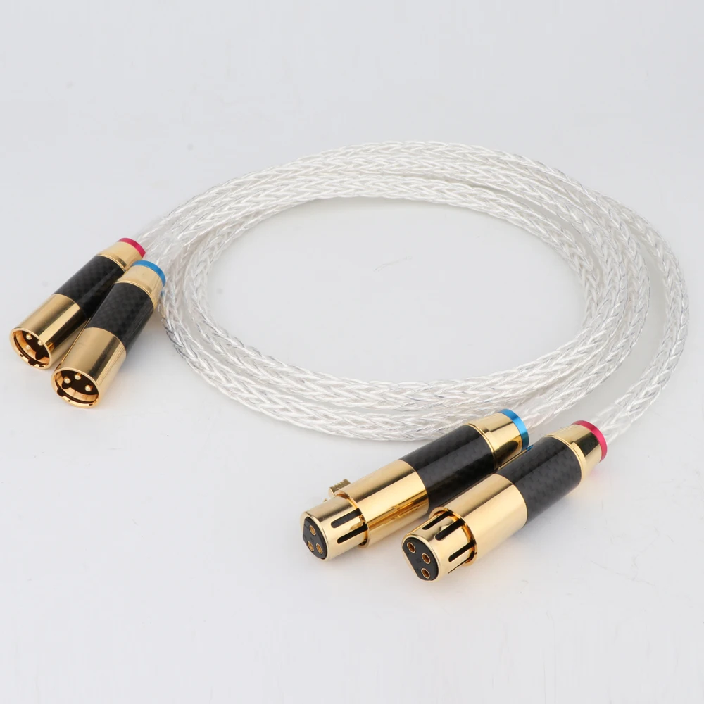 Imagem -06 - Oi-end 8ag Banhado a Prata Occ 16 Fios Cabo de Áudio com Fibra de Carbono Pinos Xlr Cabo Equilibrado Conector Xlr Alta Qualidade