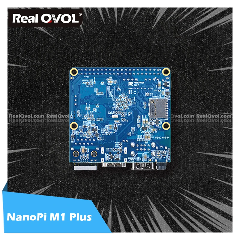 RealQvol FriendlyELEC NanoPi M1 Plus Development Board Allwinner H3 Quad-core Cortex-A7 1.2GHz,1GB DDR3 RAM,8GB eMMC