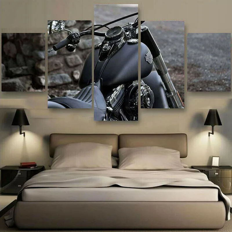 

No Framed 5 Pieces Black Motorcycle Motor Cuadros HD Print Wall Art Canvas Posters Pictures Paintings Home Decor for Living Room