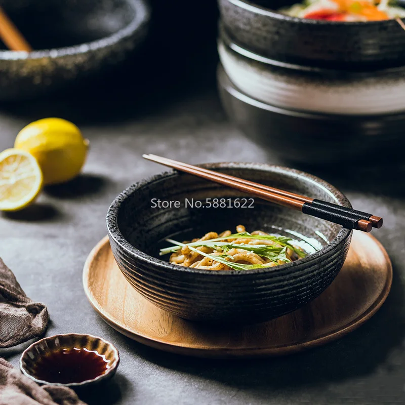 Simple Large Bowl of Soup Noodle Bowl Restaurant Creative Ramen Bowl Deep Bowl Plate Spicy Large Tableware Set