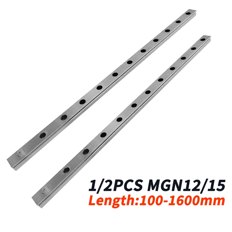 MGN12 MGN15 Miniature Linear Rail Slide 1/2PCS Linear Guide Carriage For CNC Parts L=100 -1600mm