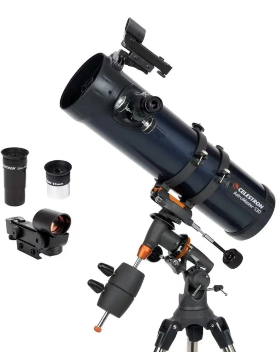 CELESTRON AstroMaster 130 EQ Newtonian Reflector Telescope Red Dot Finderscope Spotting Scopes CG-3 Equatorial Tripod