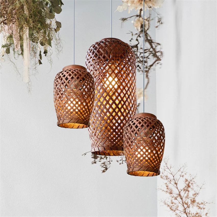 

Southeast Asia Bamboo Lantern Pendant Lights Dining Room Japanese Lamps Restaurant Living Room Ecological Art Deco Pendant Lamps