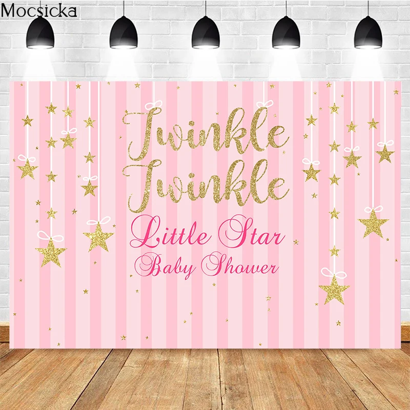 

Mocsicka Birthday Background Stars Pink Stripes Photo Backdrop Decoration Baby Shower Photo Background Photography Banner