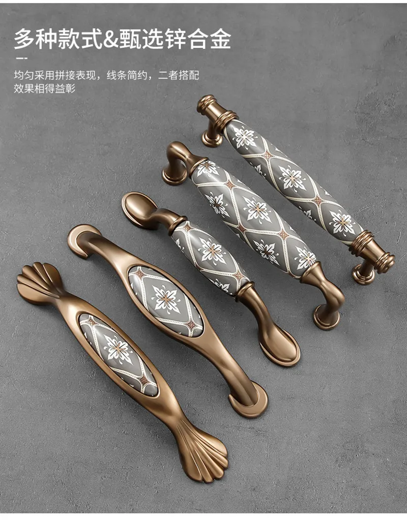 Gray Retro Ceramic Door Handles Antique Furniture Handles Drawer Pulls  Kitchen Cabinet Knobs and Handles - AliExpress 13
