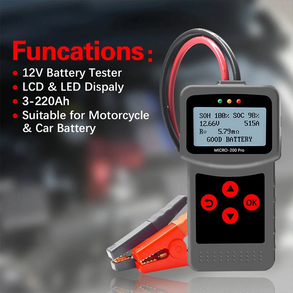 

MICRO-200 PRO Car Battery Tester Multi-Language Digital Automotive Load Battery System Analyzer Motorcycle Diagnostic Tool