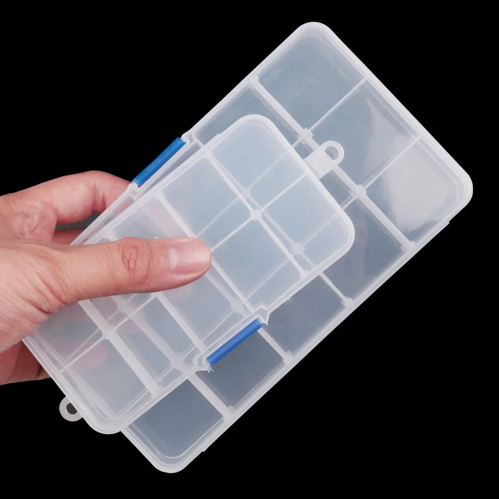 10/15 Compartments Fishing Storage Case Box Square Case Plastic Fly Fishing Lure Spoon Hook Bait Tackle Box Fishhook Accessories