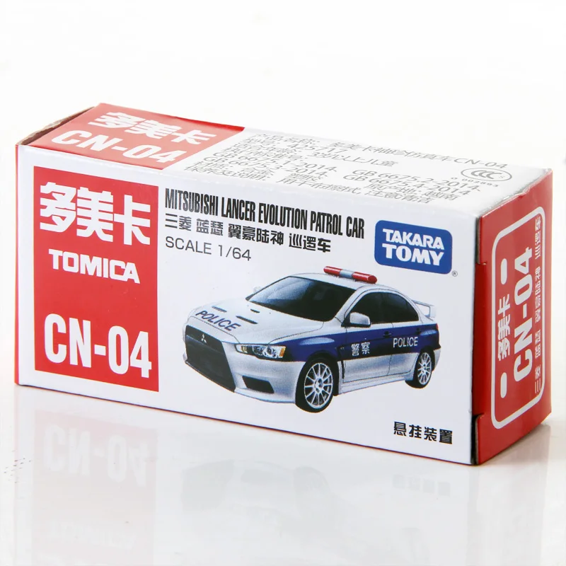 Takara Tomy Tomica CN-04 Mitsubishi Lancer Evolution Patrol Police Car 1/64 Metal Diecast Vehicle Model Car