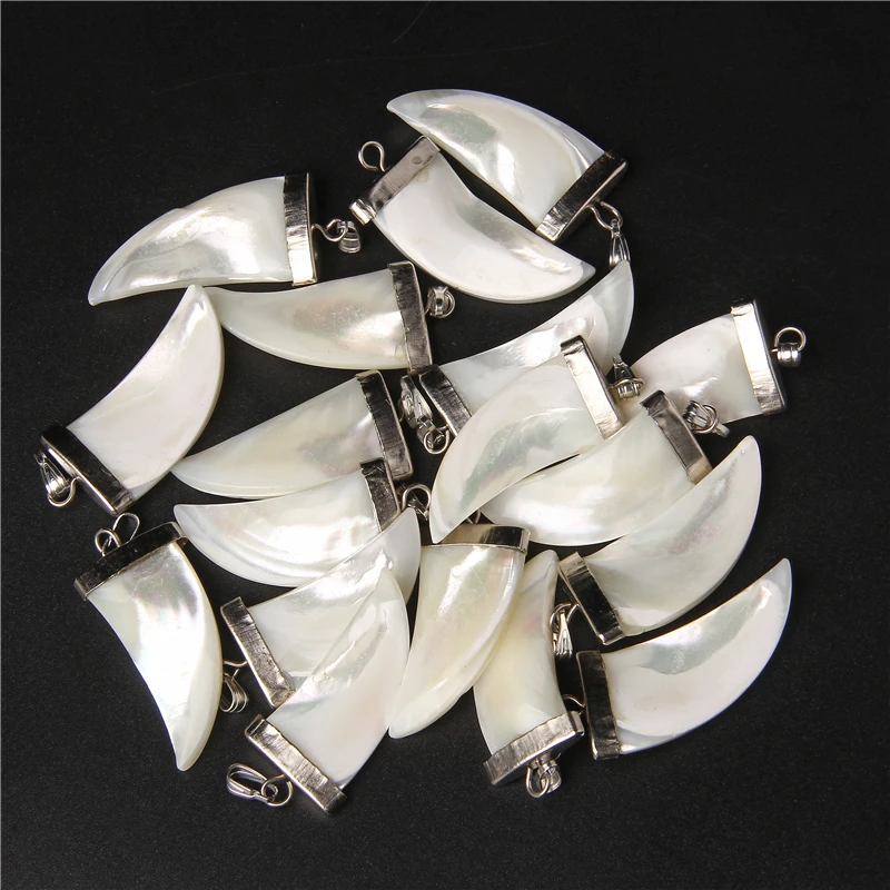 Natural Stone Mother Of Pearl Shell Charms Pendants For Jewelry Making DIY Unisex Men Women Necklace Earrings Size 30X15mm