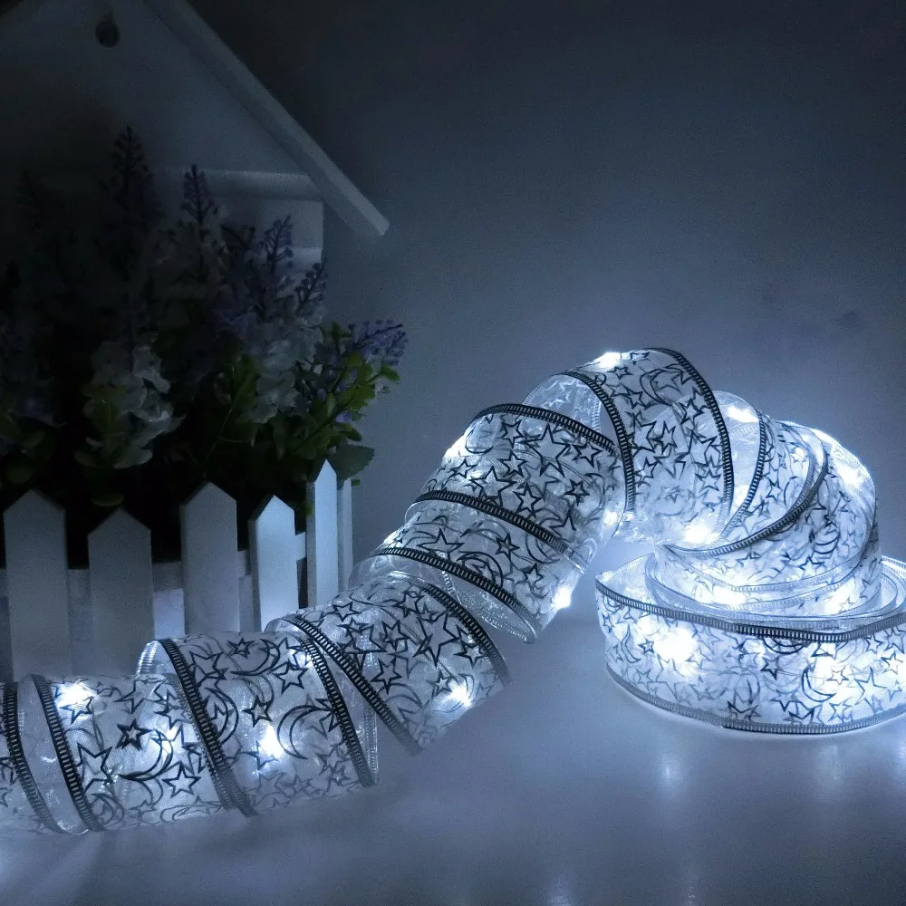LED Silk Ribbon String Fairy Lights 4M 40 Leds  For Christmas Wedding Party Decoration Package Ribbon