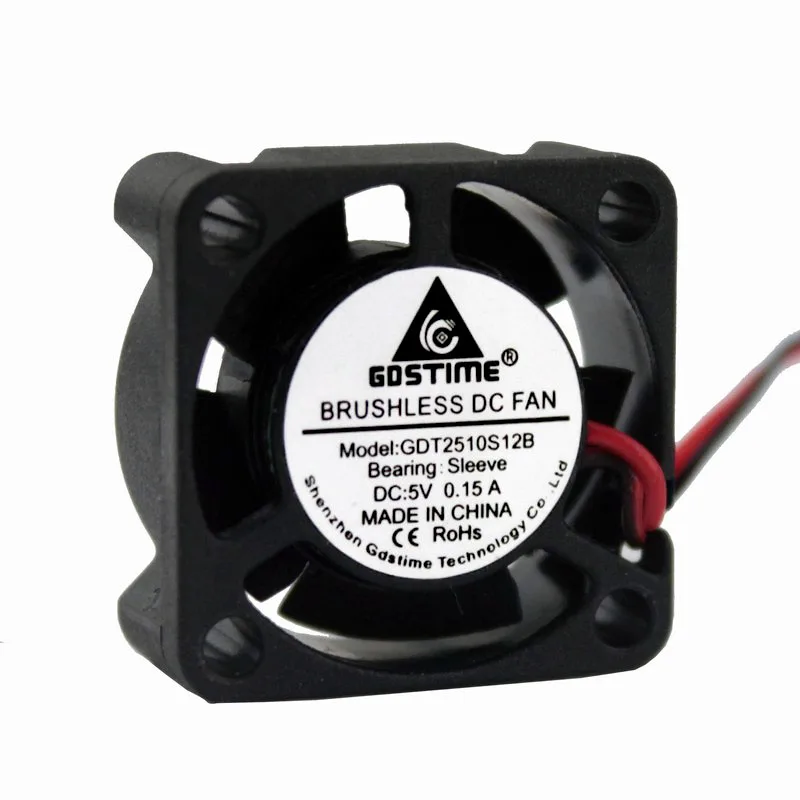 Gdstime-micro Ventilador Inteligente para Laptop 100 Peças Ventilador de Alta Fluxo de ar 2510 mm x 10 mm 2510s 5v dc 25×25 mm