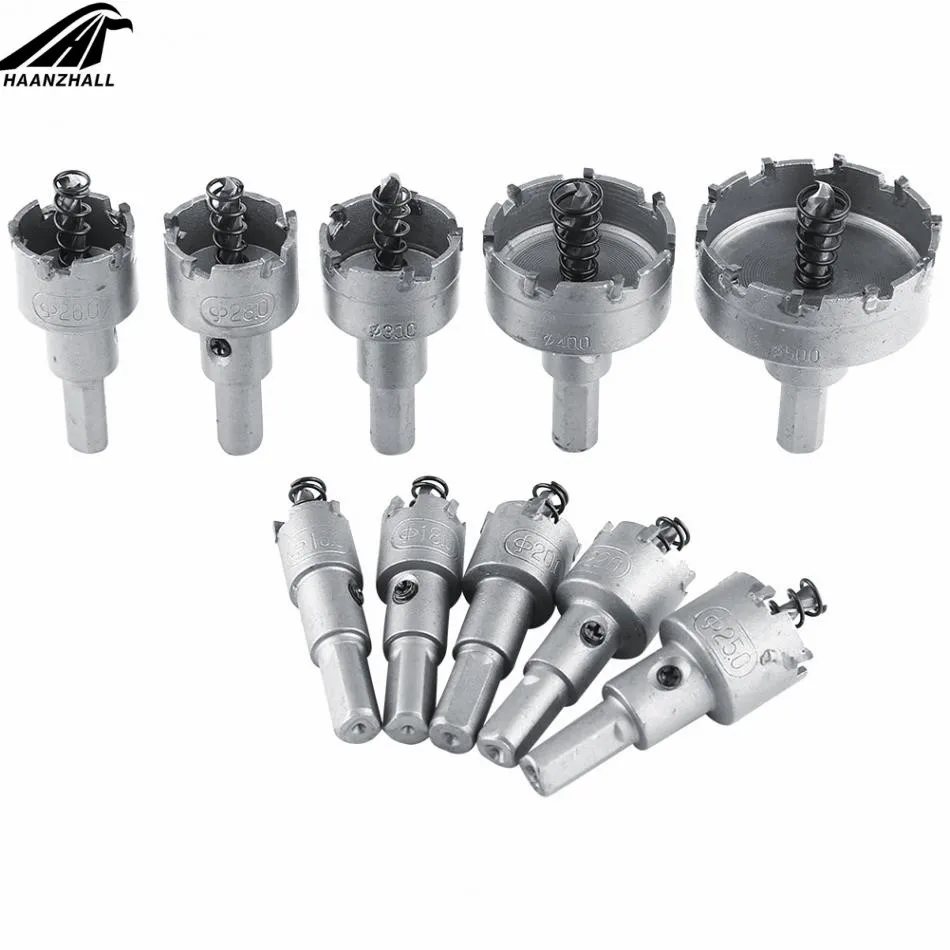 10pcs/ set Carbide Tip HSS Drills Bit Hole Saw Set Stainless Steel Metal Alloy 16/18/20/22/25/26/28/30/40/50mm Metalworking