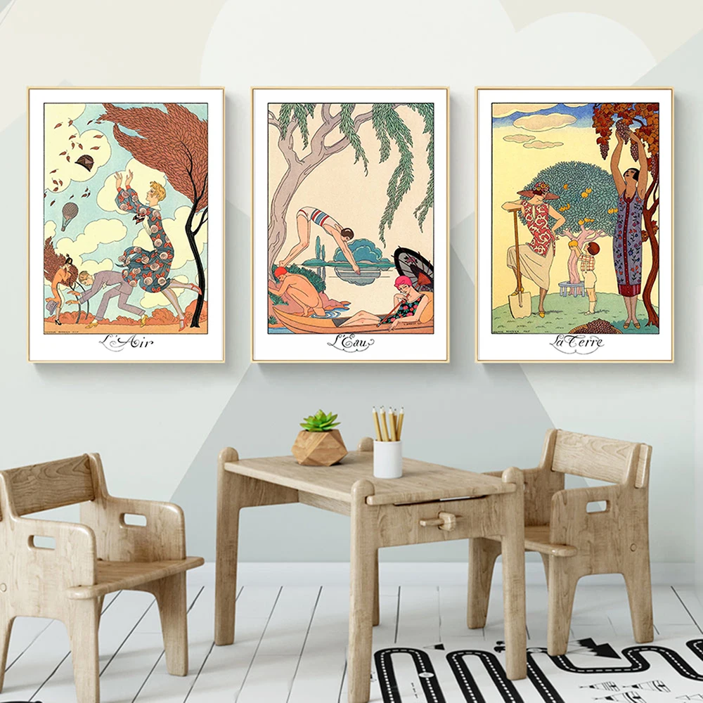 

George Barbier illustrations Download elements Wall Art Posters and Prints Decorative Picture Modern Home Decoration No Frame