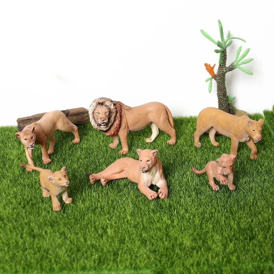 Realistic Wild Animals Model White Tiger,Lions,Leopard,Panther,Cheetah Educational Jungle Animals Figures Model Figurines Set