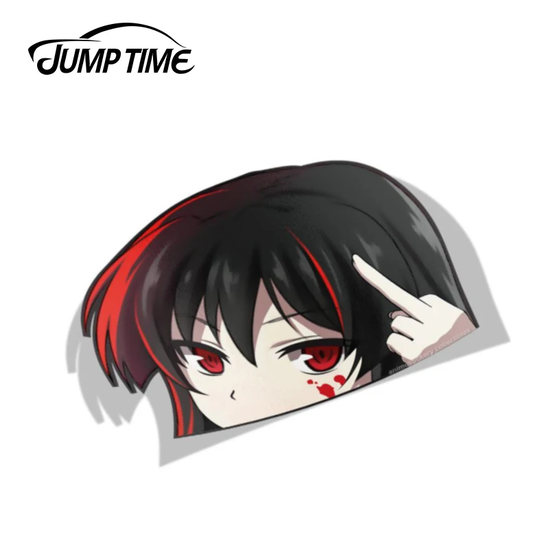 Jump Time 13cm x9.4cm Funny Graphics For Akame Ga Kill BIG HEAD Anime Cute Car Stickers Auto Laptop Bumper Decals Vinyl Car Wrap