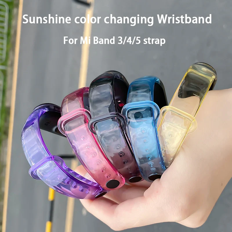 

Silicone Strap for Xiaomi Mi band 5 band 4 3 Transparent discolor Replacement Bracelet for Xiaomi mi band 4 3 miband 5 Wristband