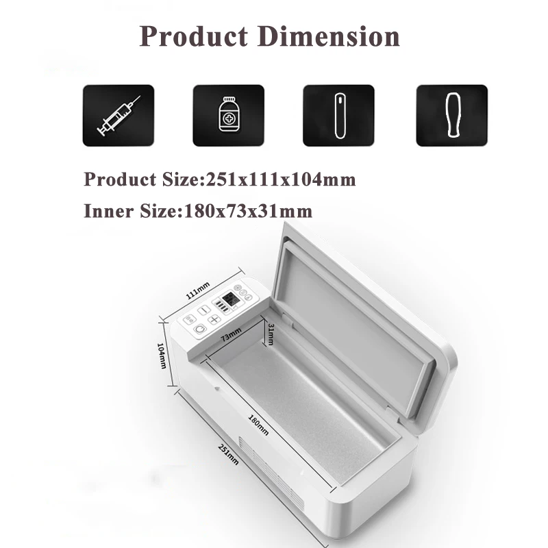 Portable Insulin Refrigerator Mini Fridge Medical Box  For Insulin Serum Interferon Capsules Battery 6700mAh Capacity 320 ML