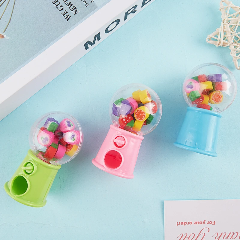 For Students Gifts Cartoon Creative Fruit Style Eraser Twist Machine Rubber Pencil Eraser Funny Office School Supplies