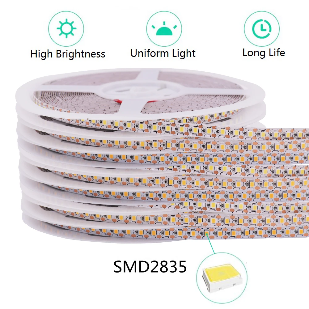 Tira de luces LED para decoración del hogar, cinta luminosa de diodo de corte, superbrillante, no impermeable, color blanco cálido, 120LED/m, 24v,