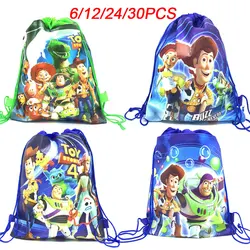 6/12/24/30PCS Disney Toy Story Theme drawstring bag children travel school bag birthday party decor non-woven fabric gift bags