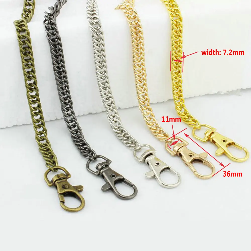Cadena de Metal para bolsos de hombro, 10 piezas, 120cm, Asa de hebilla, accesorios de correa DIY para Hardware DE DOBLE TEJIDO