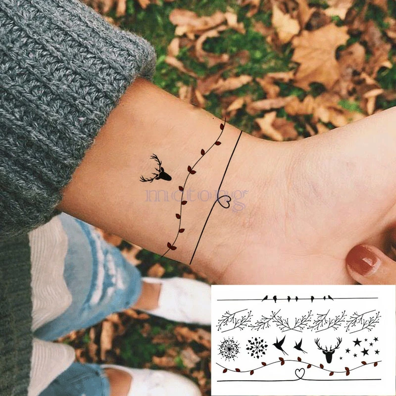 Waterproof Temporary Tatoo Stickers Bird Deer Star Branch Flower Tatto Tatuajes Hand Tatouage Body Flash FakeTattoo Sticker Taty