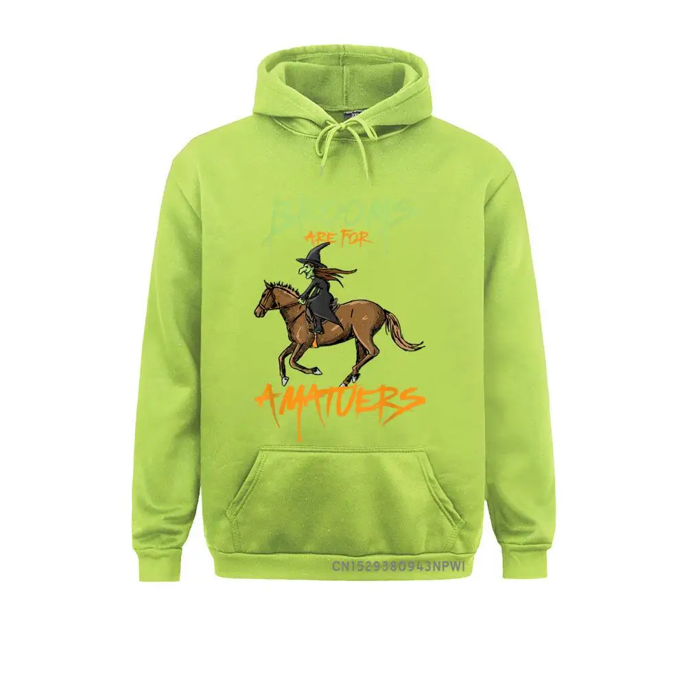 Brooms Are For Amateurs Horse Riding Hoodie Halloween Costume Pullover Sweatshirts Winter Funny Hoodies Print For Men Father Day