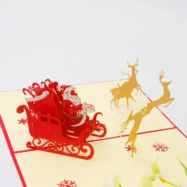 Neue 3D Pop-Up Weihnachtskarten Weihnachtsmann-Einladungskarte Partykarte Kindergeschenke Neujahrs-Dankeskarte Feiertagsgeschenk Postkarte – Detail 12