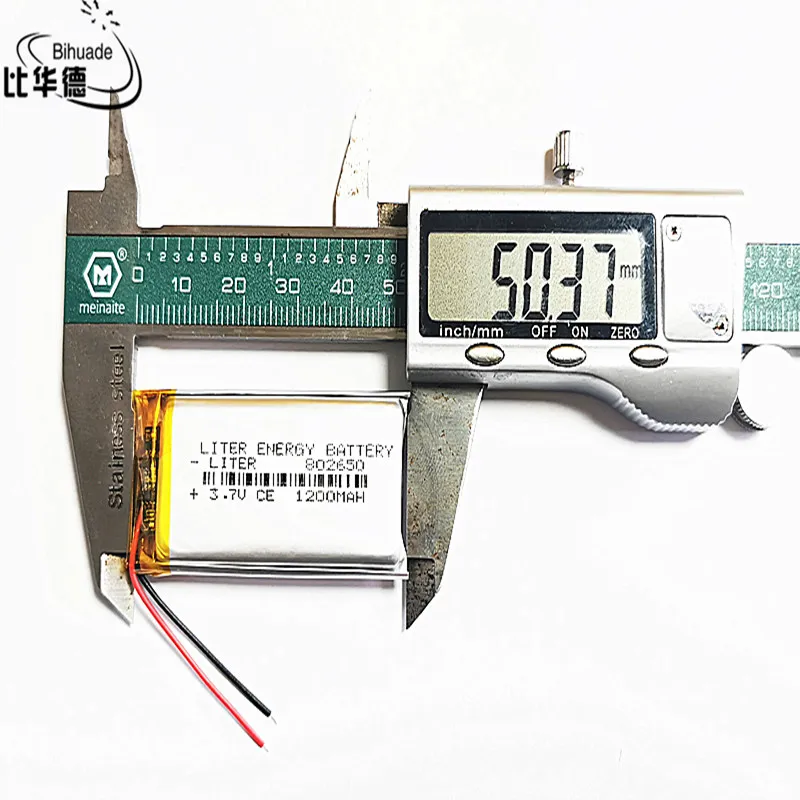 Liter energy battery 3.7V 1200MAH 802650 Lithium Polymer LiPo Rechargeable Battery For Mp3 headphone PAD DVD bluetooth camera