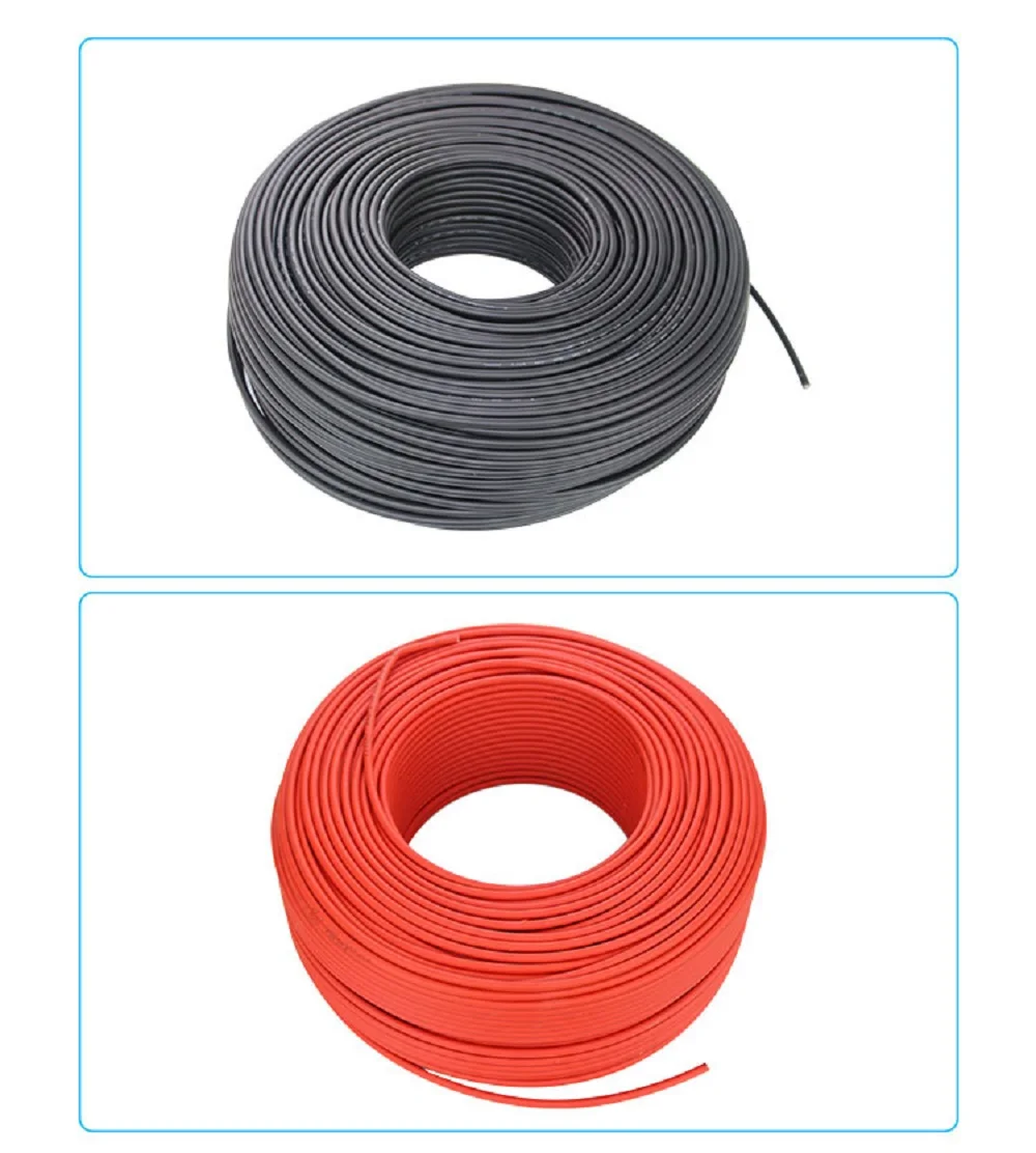 1 Pair 4mm 2.5squar Solar Panel Photovoltaic Cable Copper Wire Black and Red with Waterproof Connector Solar PV Cable 6/4/2.5 mm