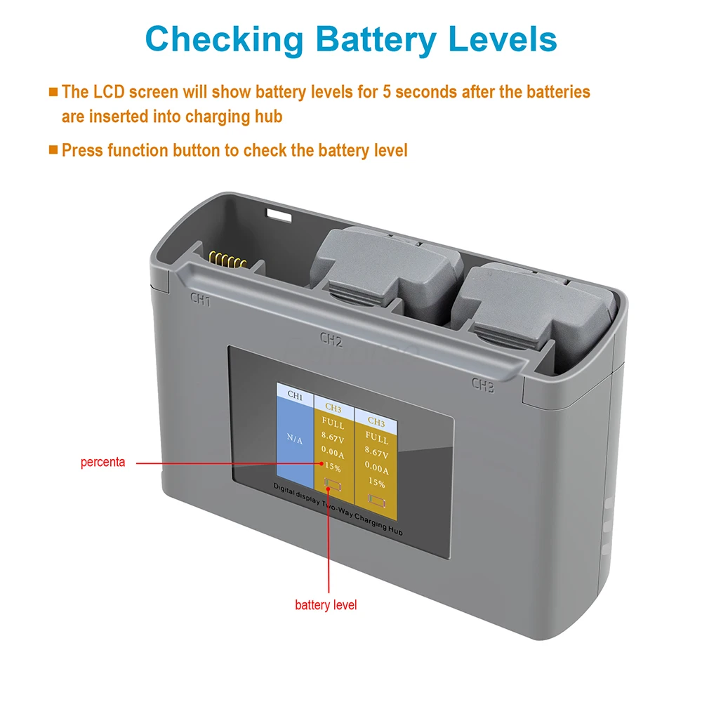 Dji mini 2 hub de carregamento da bateria display digital em dois sentidos carregador de bateria para dji mavic mini se/mini 2 banco potência zangão acessório