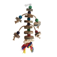 Parrot Chew Toy with Hook Colorful Wooden Beads Ropes Natural Blocks Tearing Toys for Small Medium Birds Mini Macaw Amazon