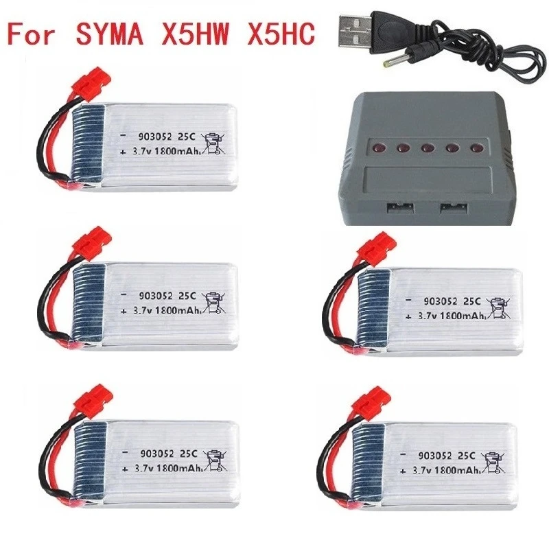 Batería LiPo 3.7V 1800mAh SYMA X5 – Recargable para drone