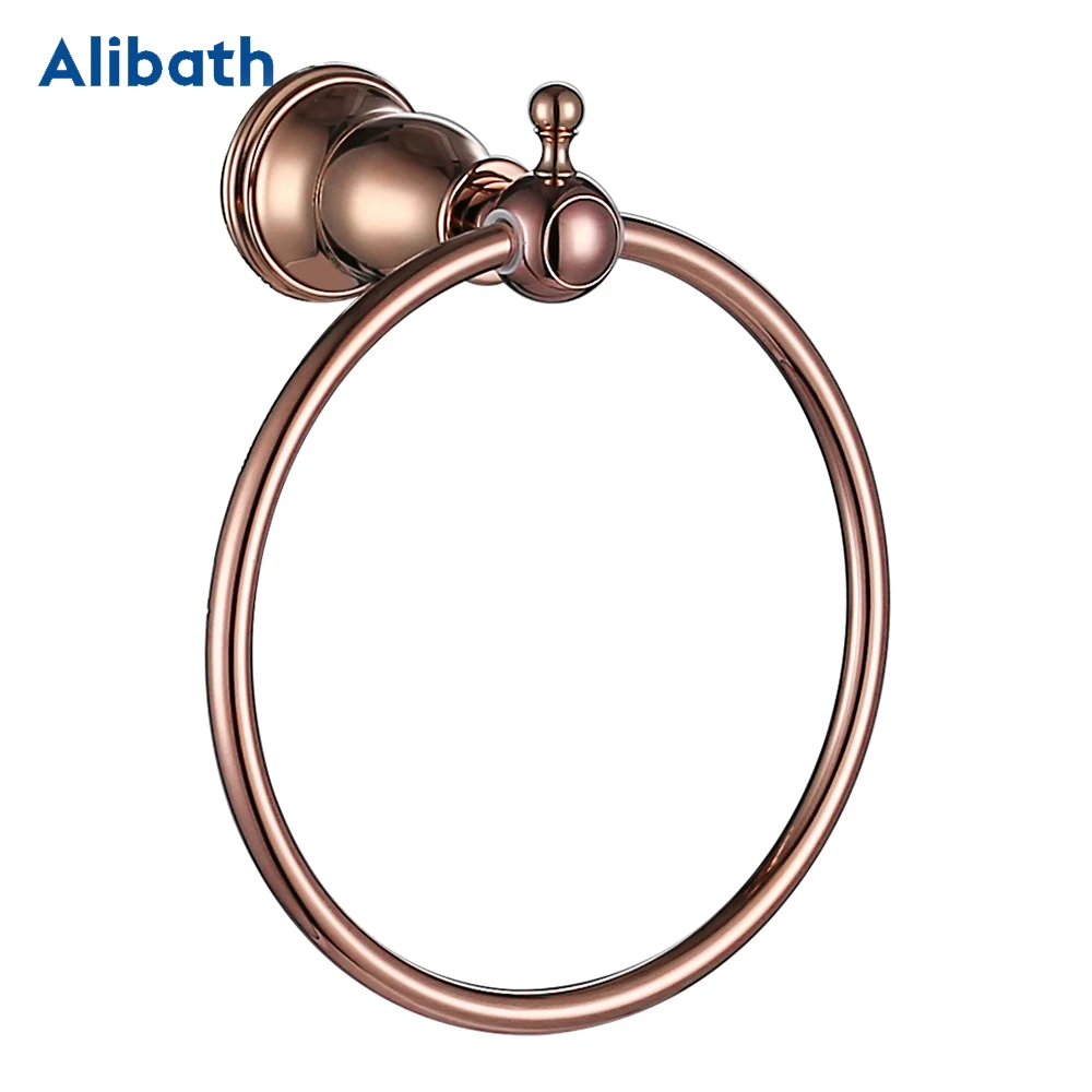 

Round Style Towel Ring Holder Hanging Hand Rack Rail Rose Gold Towel Holder Hanger Bathroom Hardware Wall Mounted Solid Brass