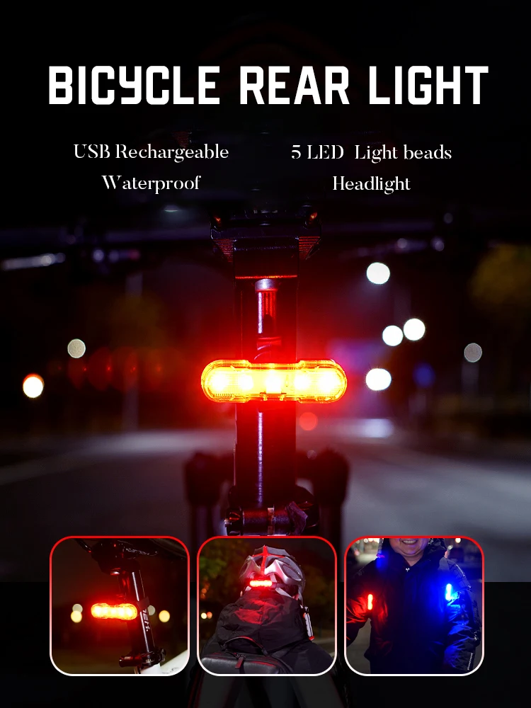 AliExpress cycle zone LED Bike Tail Light Rechargeable 4 Lighting Modes Bicycle Rear Warning Lamp Night Riding Safety Light for MTB Bike Accessories