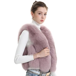 Real Fox Fur Vest for Women Winter Autumn Warm Lady Gilet Sleeveless Fox Fur Waistcoat Female Colored Natural Real Fur Vest Coat
