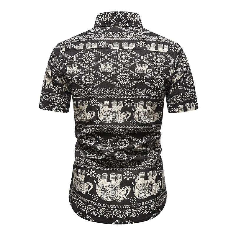 Men Short Sleeve Hawaiian Shirt 2023 Fashion Ethnic Print Beach Shirts Men Streetwear Harajuku Casual Shirt Male Camisa Hombre