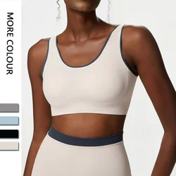 Women Sexy Sports Underwear Fashion Color Contrast High Impact Yoga Bras Fitness Crop Tops With Chest Pads Female Gym Top