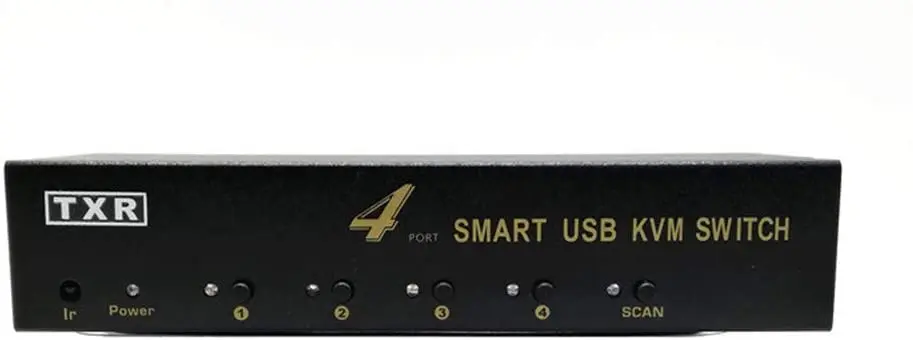 USB VGA KVM Switch,KVM Switch 4-Port VGA 4 in 1 Out Projector Video Display Remote Control with 4 Original VGA Cable for Apple