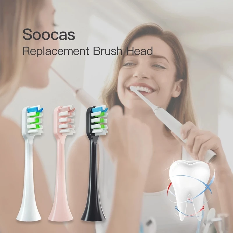 5PCS/Set Toothbrush Heads Compatible With SOOCAS X3S/X3U/X5 Electric Tooth Brush Soocare X3 Nozzles Heads Vacuum Packag