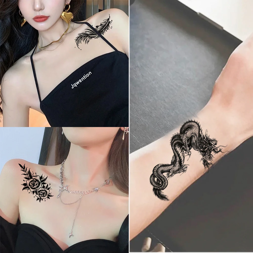 100pcs 작은 임시 문신 미니 꽃 해골 칼 바디 팔 목 손가락 아트 나비 동물 여자 남자 아이 방수 스티커