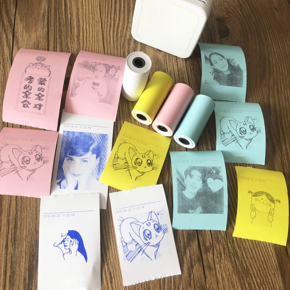 지폐 영수증 사각 자체 접착 사진, 휴대용 연속 인쇄 용지, 다채로운 롤 열 스티커, 내구성 선물, 세트당 4 개