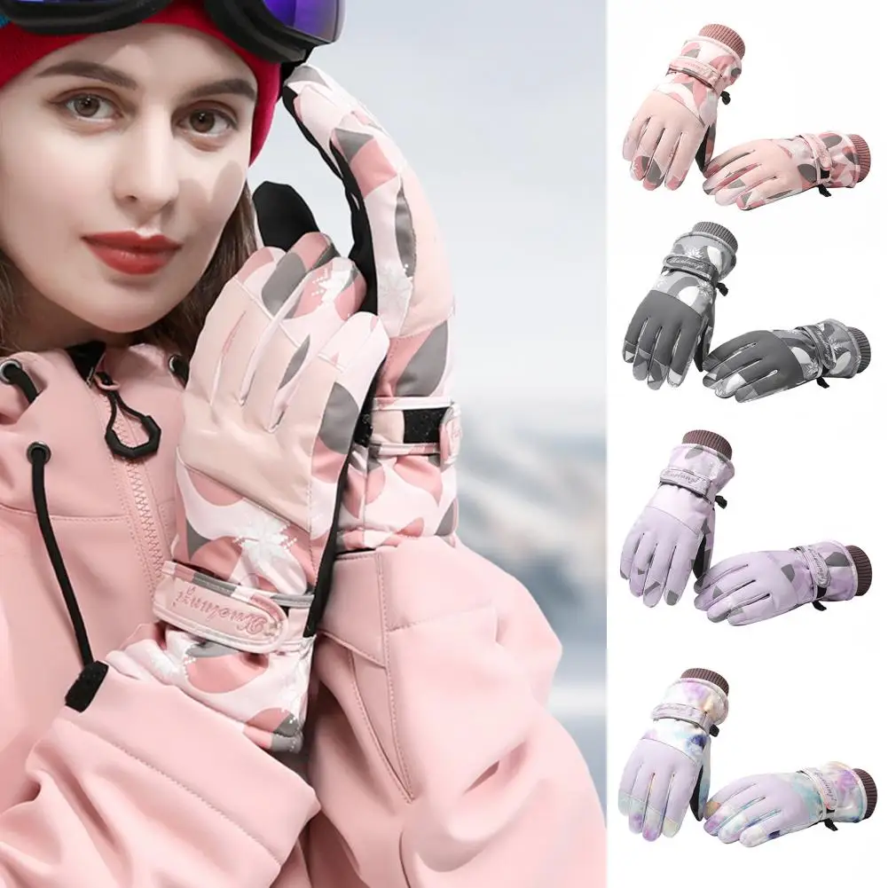 Guantes de nieve ligeros y prácticos para mujer, guantes de esquí a prueba de viento, antideslizantes para pesca, 1 par