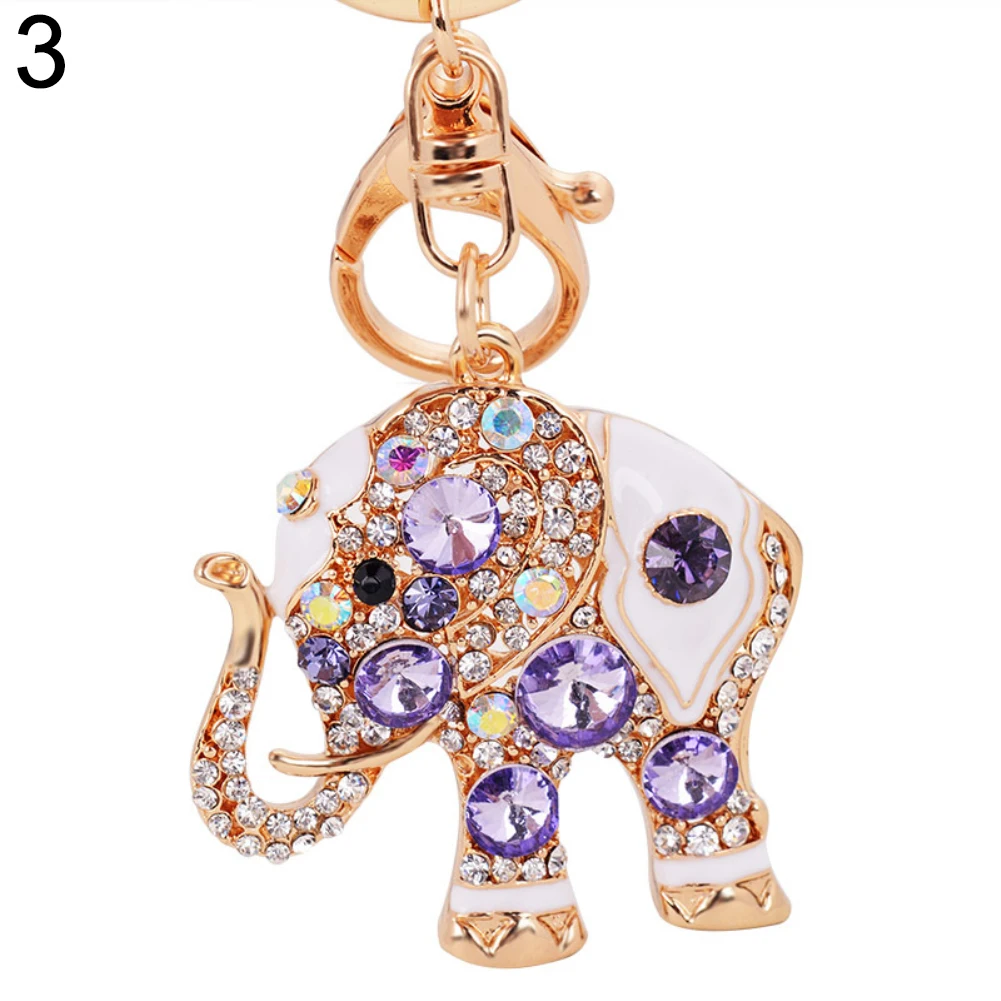 Bling Rhinestone śliczny słoń brelok do kluczy torebka z pierścieniem prezent wisiorek klucz torebka z łańcuszkiem wisiorek samochód pierścień wisiorek biżuteria — zdjęcie 4