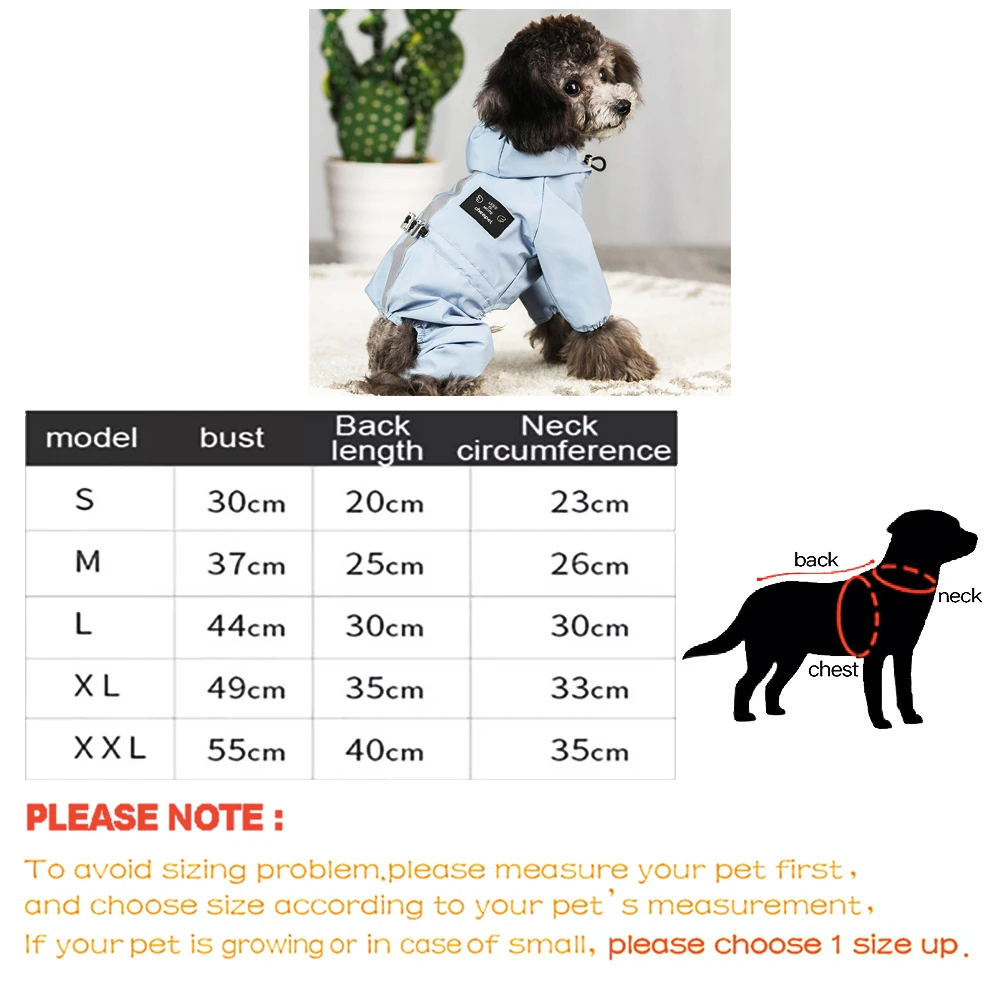 Pet Clothes Dog Jacket Waterproof Fashion For Small Large Dog Cats Bulldog Chihuahua Raincoat Reflective Adjustable Pet Jumpsuit