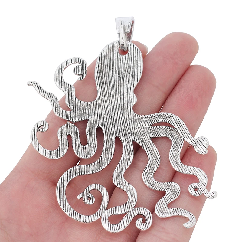 ZXZ 2pcs Large Octopus Squid Charms Pendants Nautical Steampunk for Necklace Jewelry Making Findings 90x70mm